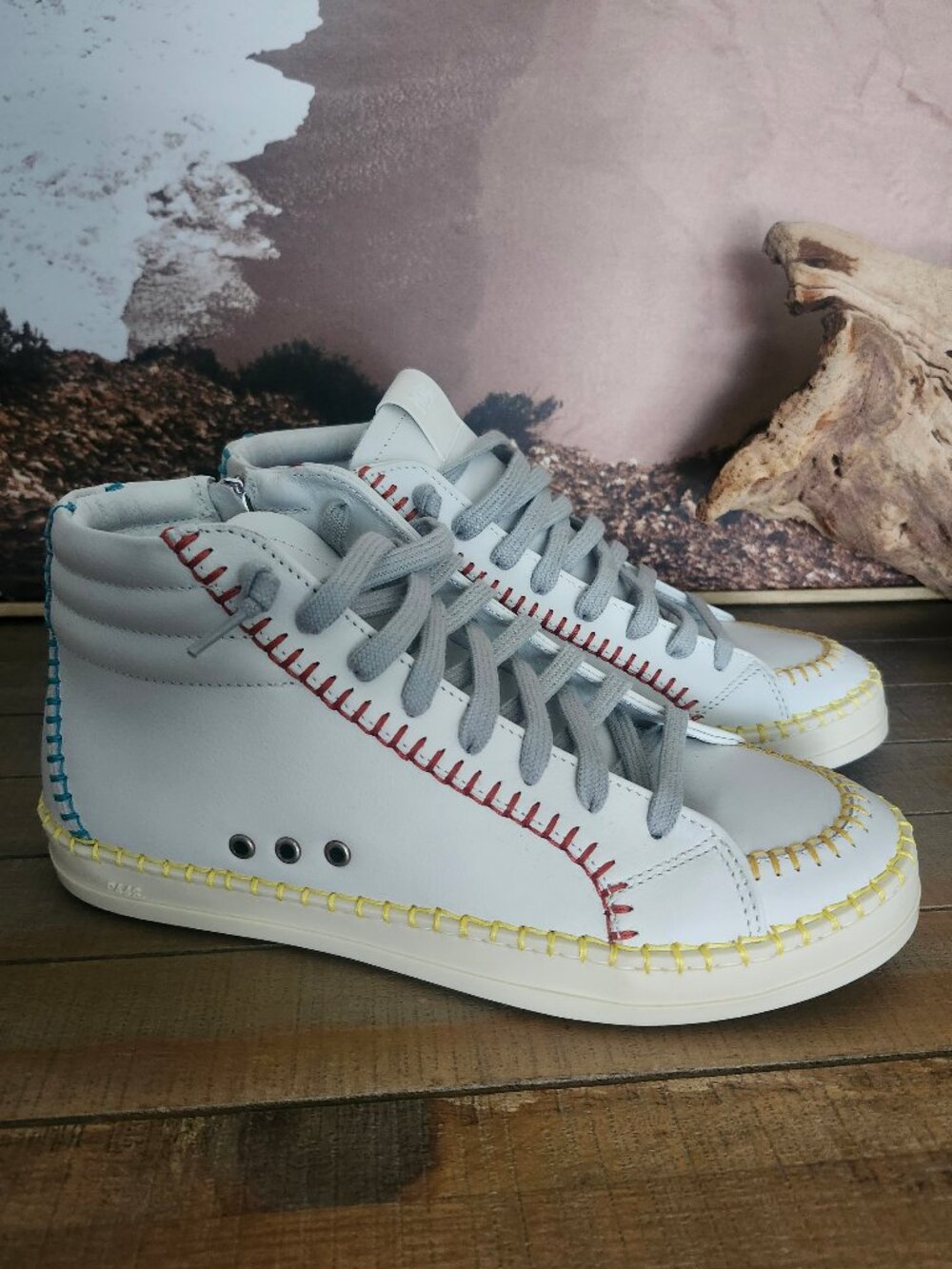 P448 Skate White Stitch High-Top Sneakers NEW Size 7
